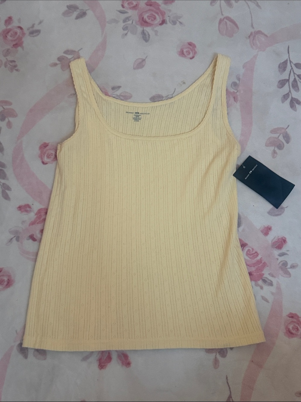 NWT Brandy Melville Ribbed Scoop Tank Top - Pale Yellow
